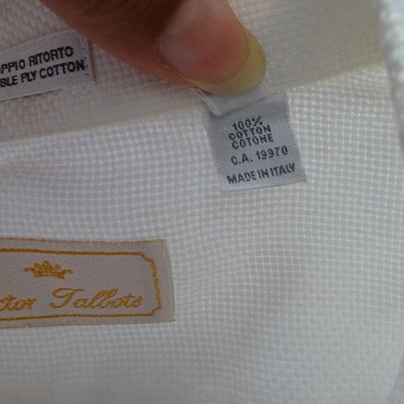 Victor Talbots Men White Double Ply Cotton Textured Shirt Size 41 16 French Cuff - Picture 7 of 12